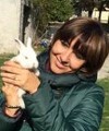 Annamaria holding a white rabbit