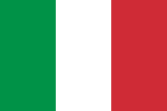 Bandiera italiana. Strisce verticali verdi, bianche e rosse.