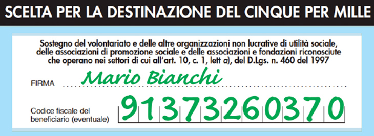SCELTA PER LA DESTINAZIONE DEL 5X1000